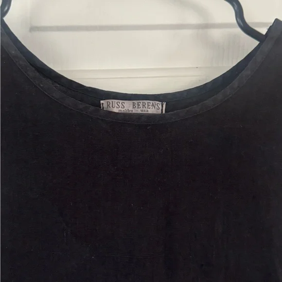RUSS BERENS Vintage Black Linen Sleeveless Dress | Women’s Size Large - Picture 6 of 8
